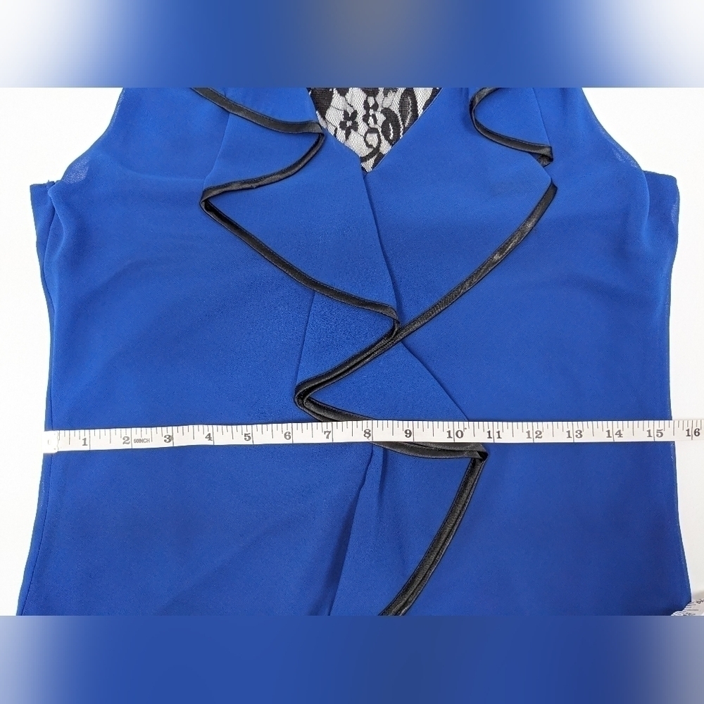 Heart Soul women's royal blue ruffled sleeveless top size M - Picture 8 of 13